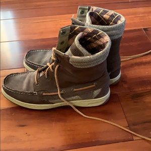 Sperry boots.